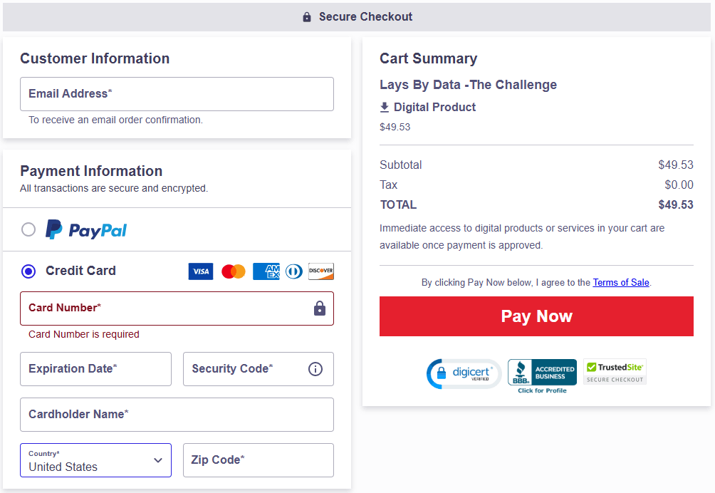 Lays By Data Checkout